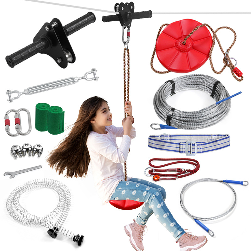 Kids Zipline Kit with Disc Swi - Kids Zip Toys ulasan dan harga